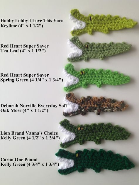 Alligator Clip Crafts, Crochet Gator Pattern Free, Crochet Gator, Bear Bookmark, Crochet Pattern Tutorial, Bookmark Crochet, Crochet Hippo, Crochet Applique Patterns Free, Bookmark Pattern