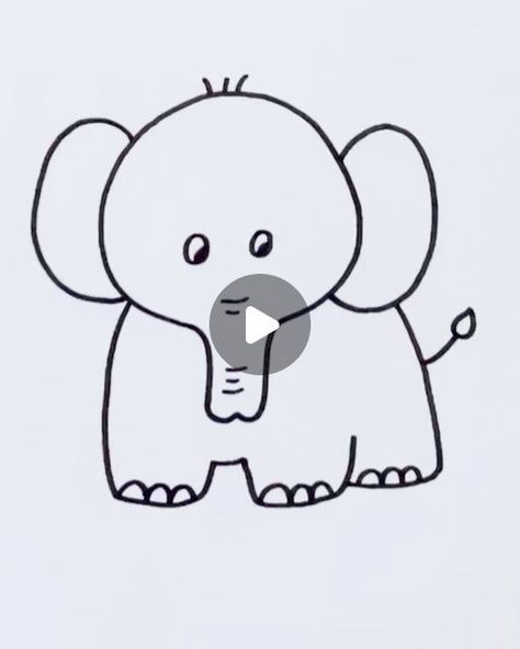 Easy To Draw Elephant, How To Draw Elephant For Kids, Draw Elephant Easy, Elephant Drawing For Kids, Easy Elephant Drawing, Elephants For Kids, Mouse Drawing, Elephant Drawing, Easy Drawings For Kids