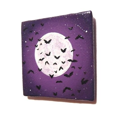 #oiloncanvas #canvaspainting #myart #contemporarypainting #kunst #homedecor #artlife #artstagram #interiordesign Moon With Bats, Purple Night Sky, Halloween Canvas Paintings, Halloween Canvas Art, Design Art Nouveau, Fall Canvas Painting, Purple Night, Posca Art, Small Canvas Paintings