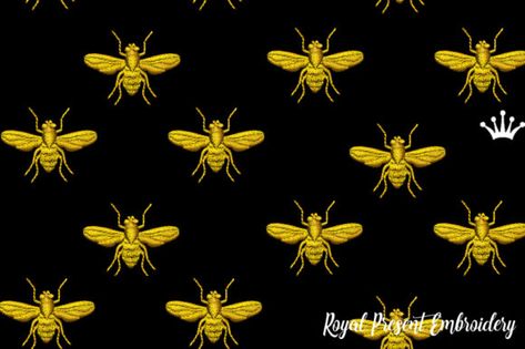 Napoleonic Bee Bugs & Insects Embroidery Design By ludmila.konovalova Machine Embroidery Designs Monogram, Bee Embroidery Design, Monogram Machine, Simple Artwork, Bee Creative, Bee Embroidery, Christmas Embroidery Designs, Embroidery Monogram, Types Of Embroidery