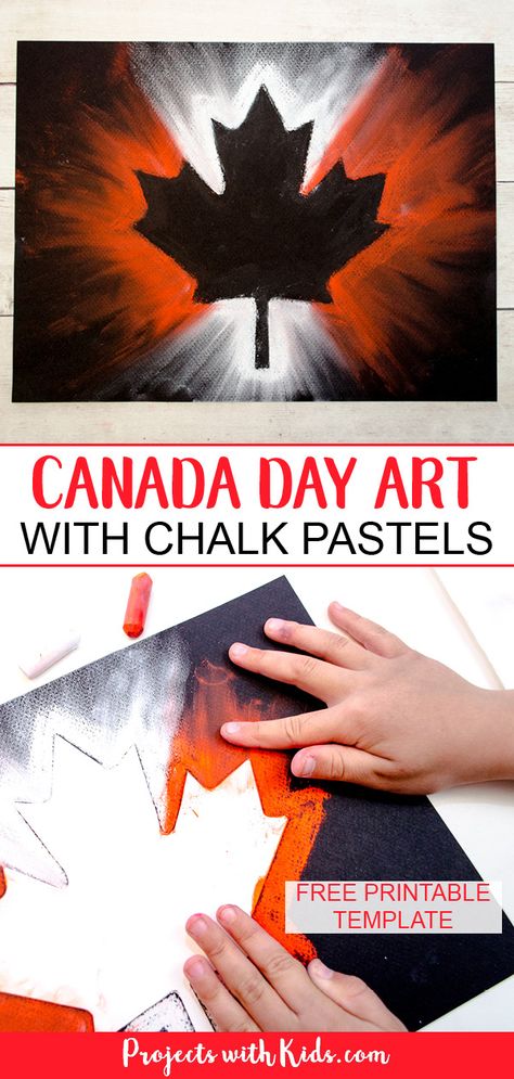 Create this stunning Canada Day chalk pastel art with only a few simple supplies! Kids of all ages will love using chalk pastels to make this super easy art project. #projectswithkids #canadadaycrafts #chalkpastels Canada Day Preschool Crafts, Canada Day Chalkboard Art, Canada Day Crafts For Kids, Canada For Kids, Bunny Art Projects, Crafts From Around The World, Canada Day Crafts, Canada Day Party, International Studies