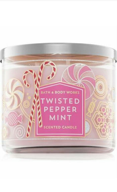 BATH AND BODY WORKS TWISTED PEPPERMINT 3 WICK CANDLE LARGE 14.5 OZ 2018 EDT..