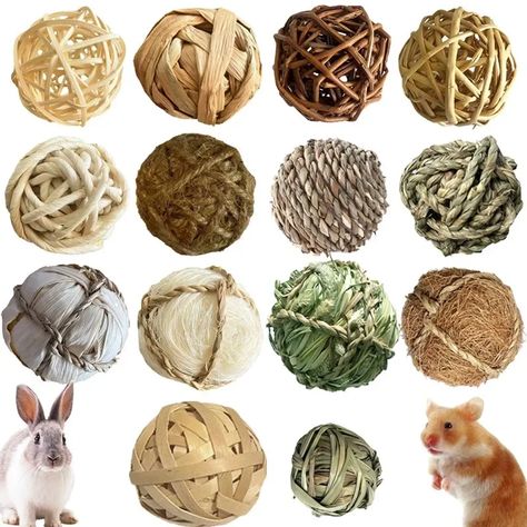 Chewing Braided Ball Guinea Pig Rabbit Hamster Small Animal Play Pet Interactive Chew Toy Natural