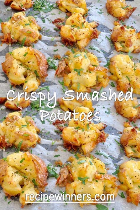 بطاطس مهروسة, Cook Potatoes, Smashed Potatoes Recipe, Crispy Smashed Potatoes, Potato Recipes Side Dishes, Smashed Potatoes, Potato Side Dishes, How To Cook Potatoes, Potato Dishes