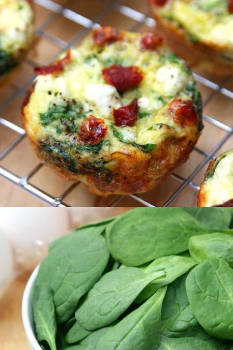 Spinach Feta Egg Muffins, Spinach Egg Cups, Easy Breakfast Ideas Healthy, Breakfast Egg Muffin, Feta Bites, Egg Muffins Breakfast Healthy, Breakfast Ideas Healthy, Egg Muffin Cups, Tomato Breakfast