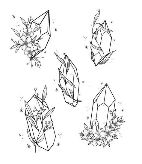 Flash Art Tattoos, Ide Jurnal, Crystal Tattoo, Crystal Drawing, Kunst Tattoos, Symbol Tattoos, Desenho Tattoo, Tattoo Flash Art, Flash Art