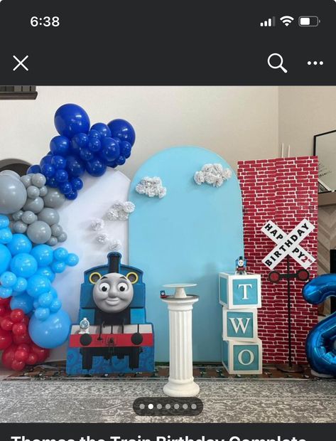 Trains Birthday Party Theme, Thomas The Train 2nd Birthday Party, Thomas The Train Party Ideas, Thomas Birthday Party Ideas, Thomas Train Birthday Party, Thomas And Friends Birthday Party, Thomas And Friends Birthday, Train Birthday Party Decorations, Thomas Train Birthday