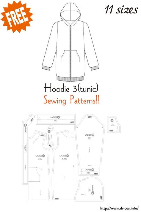 Make Hoodie, Sewing Machine Beginner, Sewing Patterns Free Women, Tunic Sewing Patterns, Sports Jackets Women, Trendy Boy Outfits, Free Sewing Patterns, Hijab Style Casual, Dress Making Patterns