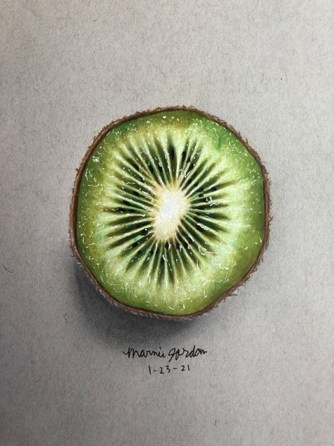 Kiwi Drawing, Colored Pencil Artwork Ideas, Fruit Art Drawings, Pencil Inspiration, Color Pencil Sketch, Prismacolor Art, Fruits Drawing, A Level Art Sketchbook, Pencil Artwork