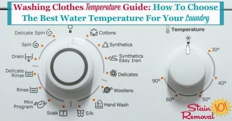 Here is the ultimate washing clothes temperature guide, so you know how to choose the best water temperature for your laundry to get it clean, keep it from being damaged, and conserve energy {on Stain Removal 101} How To Wash Comforter, Washing White Clothes, Smelly Towels, Light Clothes, Temperature Chart, Laundry Stains, Laundry Guide, White Clothes, Washing Laundry