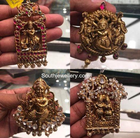 Lord Krishna Pendant Designs photo Nakshi Pendants, Nicholas Avery, Krishna Pendant, Temple Jewellery Earrings, Diamond Pendant Jewelry, Temple Jewelry Necklace, Pendant Designs, Antique Gold Earrings, Gold Pendent