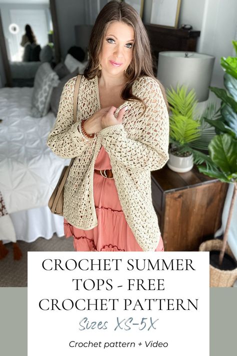 Crochet an easy lacy Spring cardigan crochet pattern. Easy crochet summer top construction worked from the side across in 2 pieces. free crochet pattern. Free Crochet Summer Cardigan Patterns, Crochet Lace Cardigan Pattern Free, Summer Cardigan Crochet Pattern Free, Crochet Summer Cardigan Pattern Free, Crochet Summer Cardigan Pattern, Crocheting Cardigan, Summer Cardigan Crochet, Crochet Summer Cardigan, Crochet Cardigan Pattern Free Women