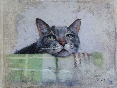 Patrick Saunders Fine Arts - Pet & Animal Paintings Lovers Painting, Silver Tabby Cat, Cat Portrait Painting, Custom Cat Portrait, Custom Dog Portraits, Arte Inspo, Cat Portraits, Cat Painting, Tabby Cat