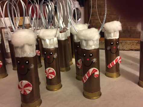 Shotgun Shell Christmas Ornaments, Diy Shotgun Shell Crafts, Shotgun Shell Ornaments, Bullet Ornaments, Sock Ornaments, Shotgun Shell Art, Hunting Christmas Ornaments, Shell Casings Crafts, Antler Tree