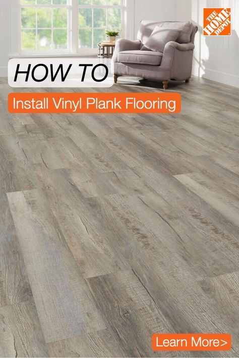 With vinyl plank flooring from The Home Depot, you can get the look of real hardwood without breaking the bank. This guide will walk you through how to the installation steps for any space of your home, including the living room or bathrooms. Tap to explore. How To Install Vinyl Plank Flooring, Penny Tiles Bathroom, Penny Tiles, Diy Photo Projects, Grey Wood Floors, Bath Redo, Vinyl Planks, Basement Renovation, Diy House Renovations