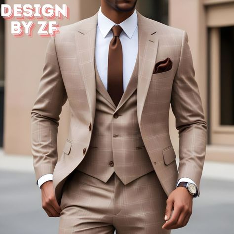 Checked Suits Men, Coat Pant For Men Suits Wedding, Check Suits For Men, Coat Pant For Men, Suits Party Wear, Men Suits Wedding, Suits Groom, Mens Dress Outfits, Tan Suit