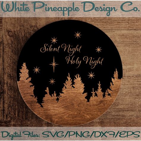 Christmas Stencils, Round Wood Sign, Winter Svg, Christmas Scene, Wood Rounds, Silent Night, Christmas Wood, Great Christmas Gifts, Christmas Signs