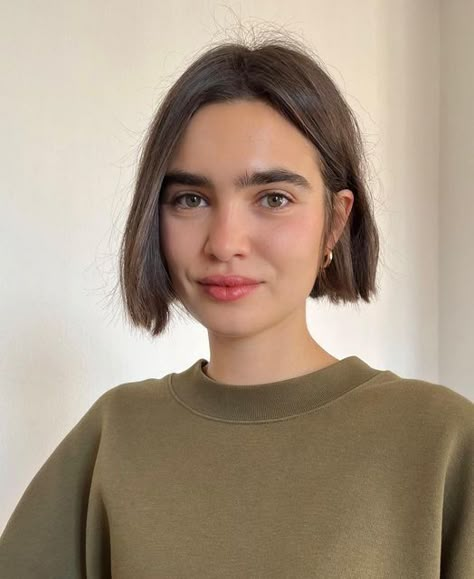 Short Rounded Bob Hairstyles, Straight Bob Fine Hair, Straight Hairstyles Round Face, Short Bob Hairstyles Thick Hair, Hairstyle For Pixie Hair, Chin Length Bob Straight Hair, Chin Length Haircuts For Round Faces, Chin Length Hair Straight, One Length Short Hair