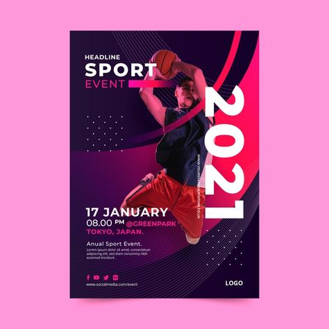 Poster template for sporting event | Free Vector #Freepik #freevector Sports Day Poster, Gymnastics Posters, Event Poster Template, Fitness Flyer, Music Concert Posters, Abstract Template, Graphic Design Brochure, Sport Banner, Sports Event