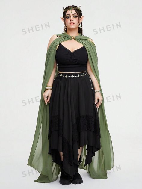 Ren Faire Archer Costume, Plus Size Ren Faire Costume Ideas, Forest Dress Aesthetic, Cosplay Plus Size Ideas, Ren Faire Outfits Plus Size, Elf Outfit Women, Plus Size Ren Faire Costume, Ren Fest Outfits, Elf Costume Women