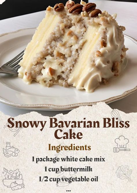 Bavarian Cake Recipes, Cake Mix Desserts, Martha Stewart Recipes, Jamie Oliver Recipes, German Chocolate Cake, White Cake Mixes, Cake Mix Recipes, Cake Ingredients, Eat Dessert