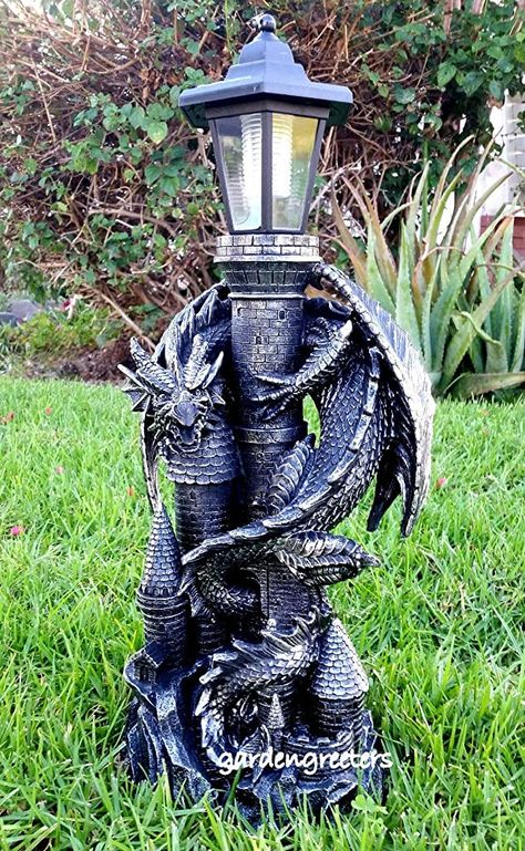 Solar Dragon, Covered Walkways, Dragon Garden, Dragon House, Fantasy Furniture, Fantasy Decor, Dragon Decor, Dragon Sculpture, Goth Home