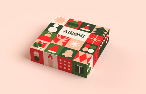 Airomi Xmas on Behance Christmas Packing Design, Xmas Packaging Design, Christmas Bakery Packaging, Christmas Branding Design, Holiday Package Design, Christmas Box Design Packaging, Christmas Box Design, Packaging Design Christmas, Winter Packaging