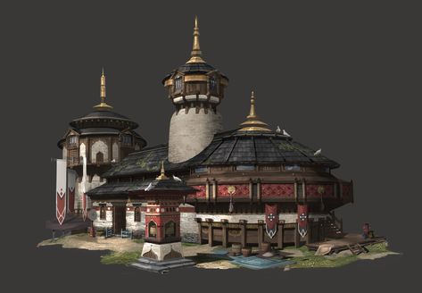 Air Temple Island, Tibetan Architecture, Minecraft Village Ideas, Air Temple, Fantasy Punk, Ttrpg Map, Dragon Project, Fantasy Village, Floating Islands