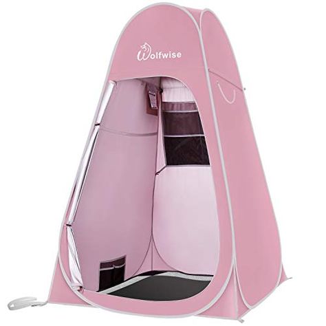 WolfWise Pop up Shower Privacy Tent Portable Changing Room Outdoor Bathroom Toilet Shower Shelter for Camping, Hiking, Beach. For product & price info go to:  https://all4hiking.com/products/wolfwise-pop-up-shower-privacy-tent-portable-changing-room-outdoor-bathroom-toilet-shower-shelter-for-camping-hiking-beach/ Outdoor Bathroom Toilet, Camping Toilet Tent, Beach Toilet, Shower Privacy, Tent View, Toilet Tent, Pink Toilet, Camping Gear Survival, Camping Toilet