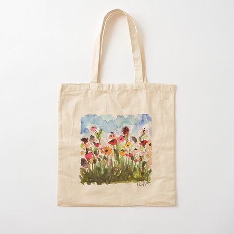 Flower Painting Tote Bag, Cary Bag, Field Of Wild Flowers, Handpainted Tote, Handpainted Tote Bags, Art Fundraiser, Tot Bag, Flowers Tote Bag, Flowers Tote