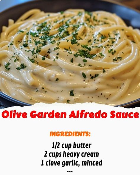 Yummy Recipes | Olive Garden Alfredo Sauce | Facebook Olive Garden Alfredo, Olive Garden Alfredo Sauce, Olive Gardens, Dinner Sides, Olive Garden, Alfredo Sauce, Heavy Cream, Alfredo, Garlic Powder