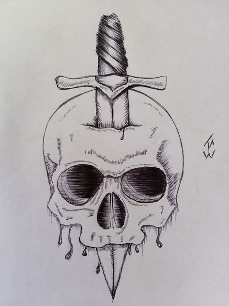 Aesthetic Art Skeleton, Skull Knife Drawing, Easy Skull Drawing Simple, Skeleton Art Drawing Sketch, Skull Art Easy, Skull Easy Drawing, Calaveras Aesthetic, Skeleton Art Drawing, Skull Drawing Sketches