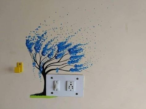 Switch Painting, Switch Board Art Ideas, Switchboard Art, Switch Board Art, Painting Design Ideas, Katie Rodgers, Plants Painting, Simple Wall Paintings, Home Wall Painting