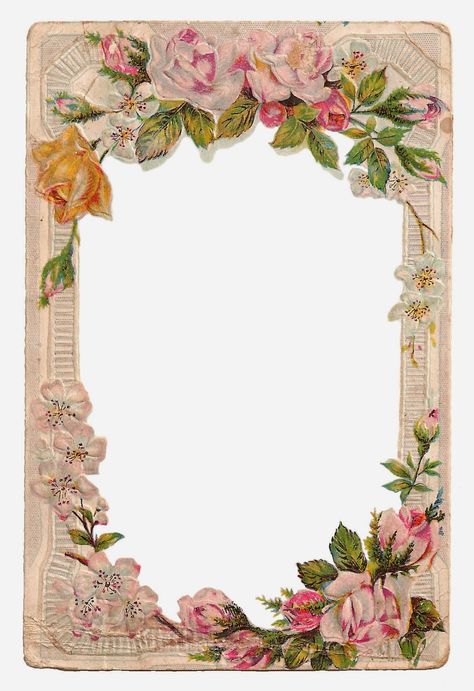 Printable Frames, Flower Frame Png, Foto Transfer, Transparent Flowers, Rose Frame, Antique Images, Vintage Picture Frames, Images Vintage, Borders And Frames