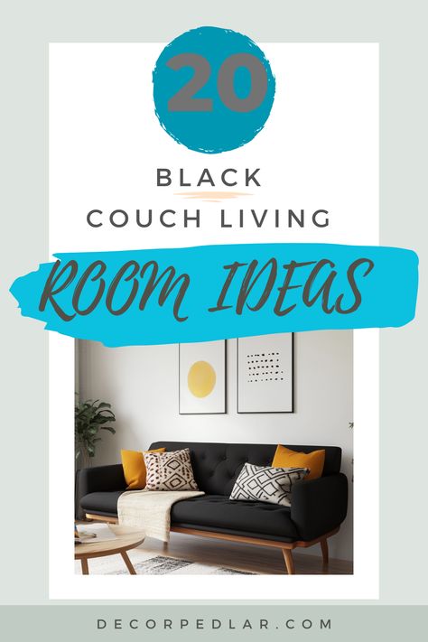 Transform your living space with 20 sophisticated black couch ideas. From sleek contemporary to cozy traditional, find your perfect dark sofa style. #BlackCouch #LivingRoomDecor Black Couch Ideas, Black Couch Living Room Ideas, Black Couch Living Room, Dark Sofa, Black Leather Recliner, Black Loveseat, Couch Living Room Ideas, Black Couch, Bold Centerpieces