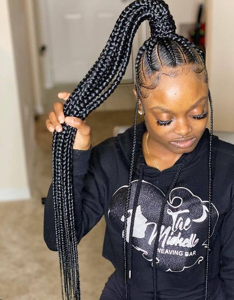 Feed In Braids Ponytail, Feed In Ponytail, Cornrow Ponytail, Cornrows Braids For Black Women, Cornrow Braids, Feed In Braids Hairstyles, African Hair Braiding Styles, Box Braids Hairstyles For Black Women, Braids Hairstyles Pictures