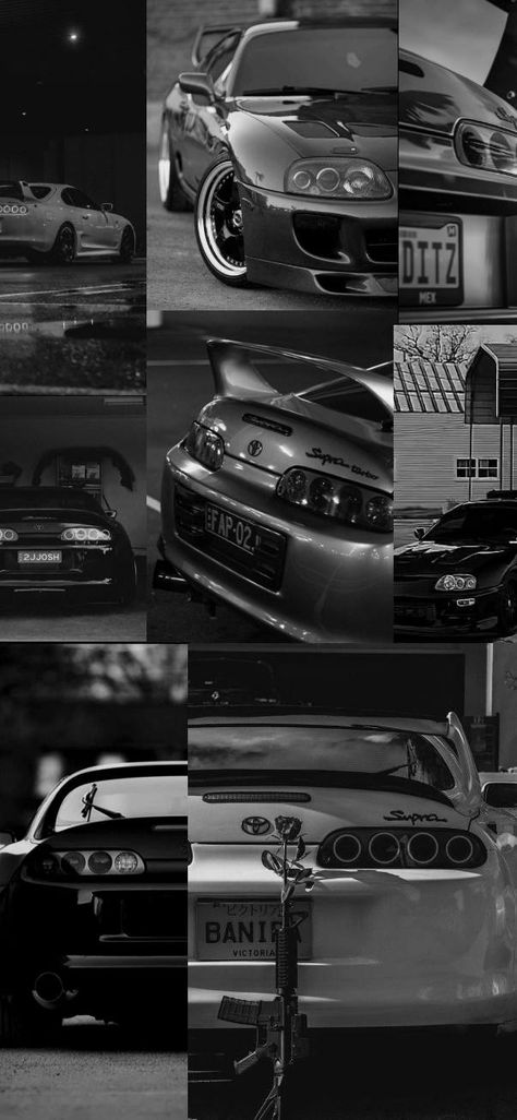 Toyota Supra Black, White Supra, Black Car Wallpaper, Aesthetic Wallpaper Black, Toyota Supra Turbo, Black White Wallpaper, Serie Bmw, Supra Mk4, Image Moto