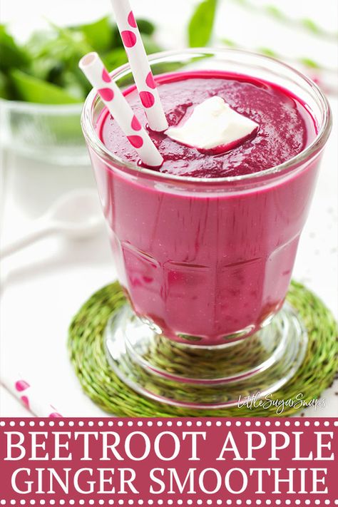 Apple Ginger Smoothie, Smoothie With Apple, Beetroot Smoothie, Ginger Smoothie Recipes, Amazing Smoothie Recipes, Pink Smoothie, Beet Smoothie, Ginger Smoothie, Smoothie Prep