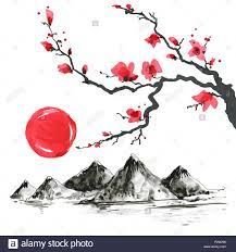 Cherry Blossom Drawing, Japanese Background, Japanese Art Styles, Japan Illustration, Japanese Watercolor, Carpe Koi, Cherry Blossom Art, Japanese Illustration, Background Drawing