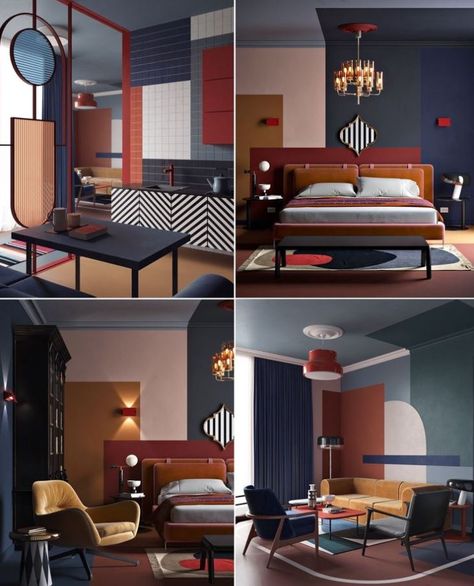 Bedroom Ideas Eclectic, Bedroom Decor Eclectic, Eclectic Bedroom Decor, Eclectic Bedroom Ideas, Modern Home Aesthetic, Eclectic Bedroom Design, Bauhaus Interior, Retro Interior Design, Modern Nails