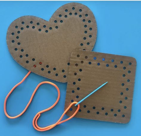 Cardboard Weaving For Kids, Cardboard Weaving, Sewing Activities, Weaving For Kids, Lacing Cards, Cards To Make, Classroom Art Projects, Diy Yarn Crafts, Crafts For Seniors