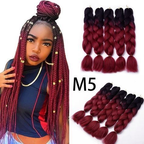 Cherry Braids, Ombré Braids, Box Braids Jumbo, Hair Stages, Braids Jumbo, Ombre Box Braids, Box Braid Hair, Kanekalon Hair, Small Box Braids