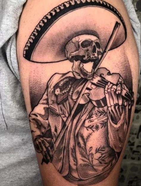 Mariachi Band Tattoo, Skeleton With Sombrero Tattoo, Skeleton Sombrero Tattoo, Skeleton Mariachi Tattoo, Skull With Sombrero Tattoo, Skull Sombrero Tattoo, Sombrero Tattoo, Mariachi Tattoo, Serious Tattoos