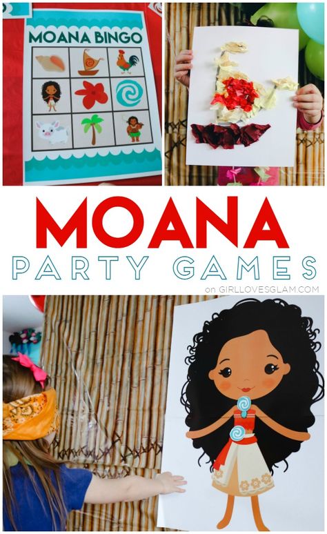 Moana Party Games on www.girllovesglam.com Moana Party Games, Moana Activities, Hawaii Games, Moana Crafts, Moana Theme Birthday, Lila Party, 4de Verjaardag, Party Games For Kids, Moana Theme