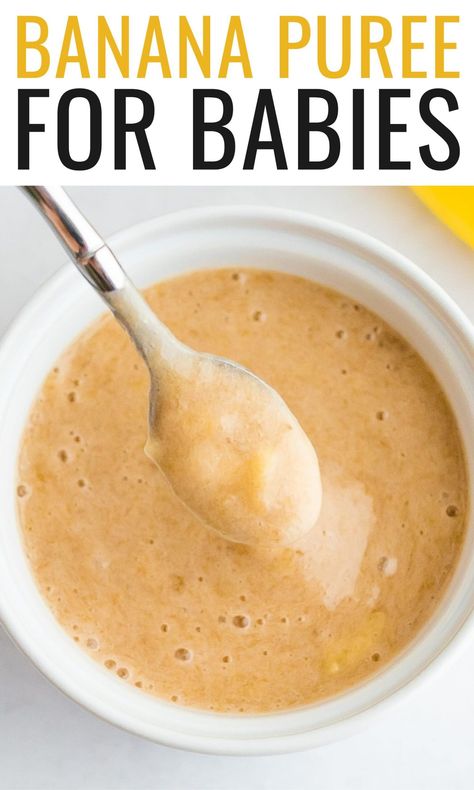 Banana puree is a great first food when introducing solids and baby will love it because it tastes sweet! Make it by mashing or blending ripe bananas. Avocado Baby Food, Banana Puree, Easy Homemade Baby Food, Banana Baby Food, Roasted Banana, Weaning Foods, Eating Bird Food, Diy Baby Food, Easy Baby Food Recipes