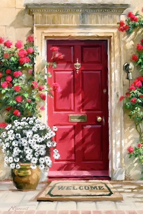 home painting Front Door Paint Colors - Want a quick makeover? Paint your front door a different col Canvas Art Green, Diy Canvas Painting, Mermaid Canvas, When One Door Closes, Gorgeous Doors, Door Paint Colors, Painted Front Doors, Cool Doors, Canvas Painting Diy