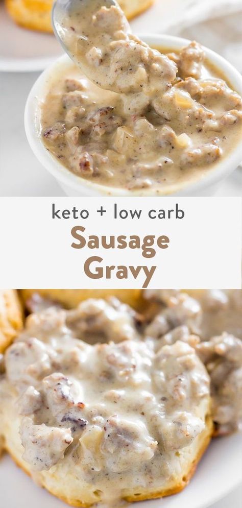 Low Carb Sausage Gravy, Best Sausage Gravy, Low Carb Sausage, Breakfast Diet, Best Sausage, Breakfast Easy, Baking Powder Uses, Boiled Egg Diet Plan, Low Carb Low Sugar