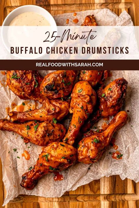 These Air Fryer Buffalo Chicken Drumsticks are flavorful and easy to make. Seasoned with a dry rub and tossed in buffalo sauce, you will love them! Buffalo Chicken Drumsticks, Air Fryer Chicken Drumsticks, Fried Drumsticks, Hot Sauce Chicken, Air Fryer Buffalo Chicken, Buffalo Chicken Sauce, Fried Chicken Drumsticks, Buffalo Ranch Chicken, Fried Chicken Legs