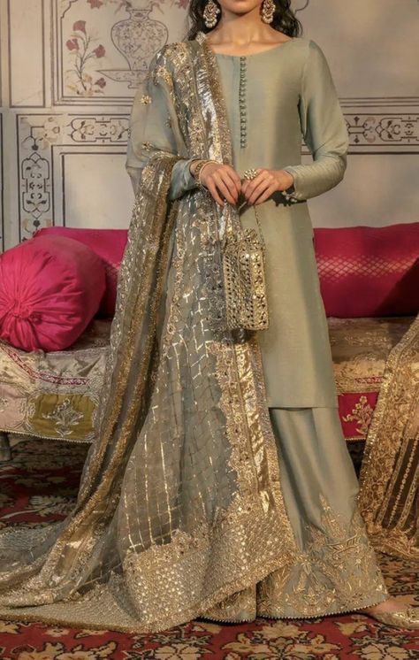 Blue Kameez, Faiza Saqlain, Sheer Dupatta, Desi Wedding Dresses, Raw Silk Fabric, Pakistani Wedding Outfits, Pakistani Fancy Dresses, Beautiful Pakistani Dresses, Desi Clothes