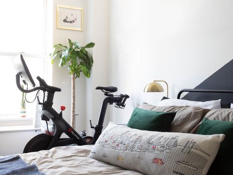 Peloton Bike In Bedroom Ideas, Bedroom Peloton, Bedroom With Peloton, Peleton In Bedroom, Bedroom Home Gym Ideas, Peloton Bedroom Ideas, Peloton Bedroom, Peloton In Bedroom Ideas, Peloton In Bedroom